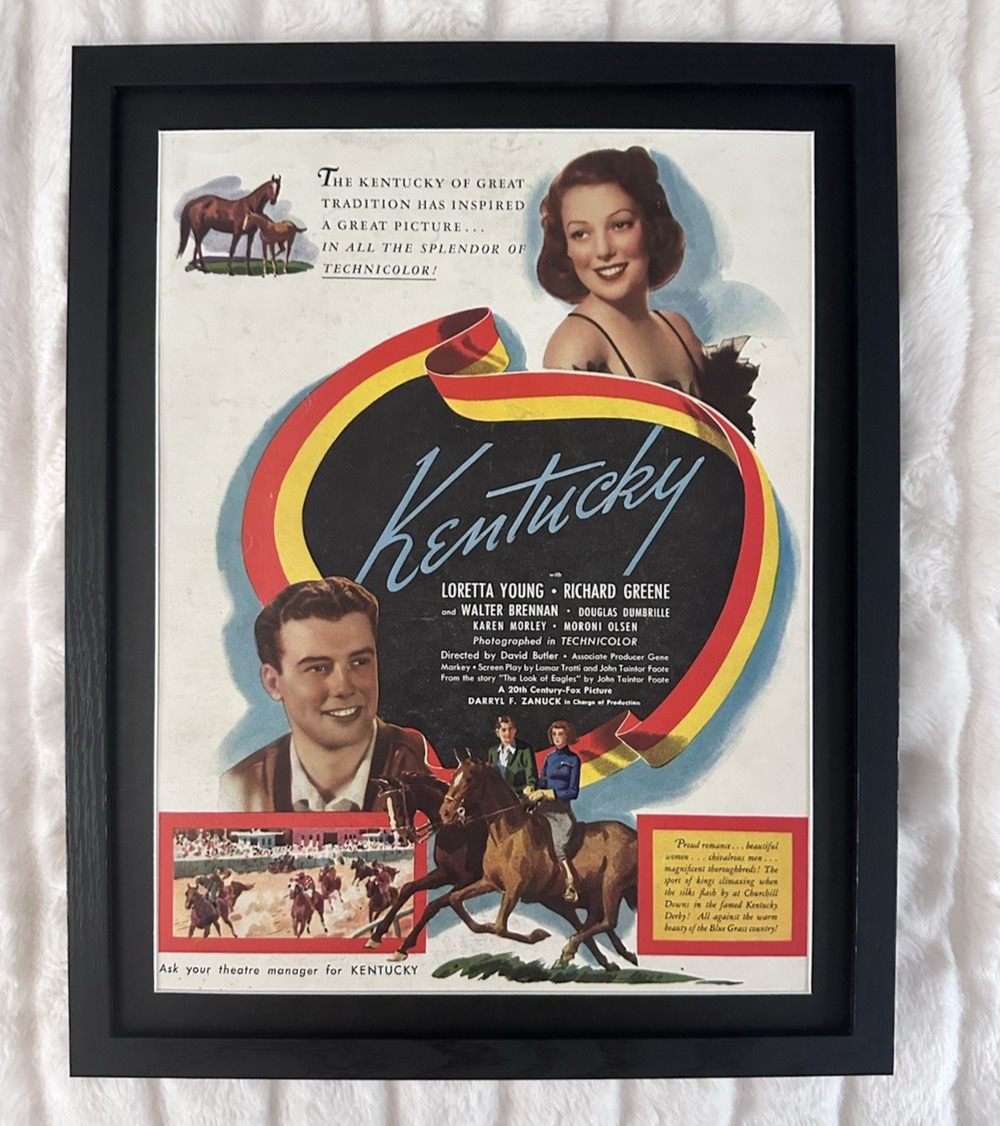 Framed Kentucky Vintage 1938 Movie Ad Magazine Print Loretta Young